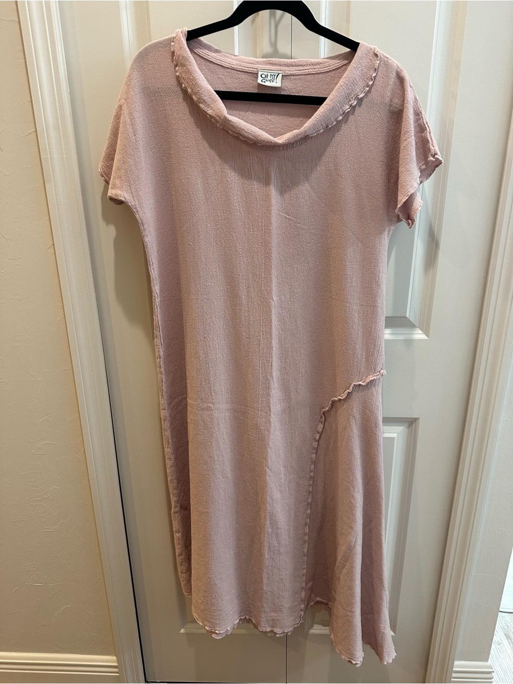 Oh My Gauze! Blush Pink Short Sleeve Midi Dress 100% Cotton